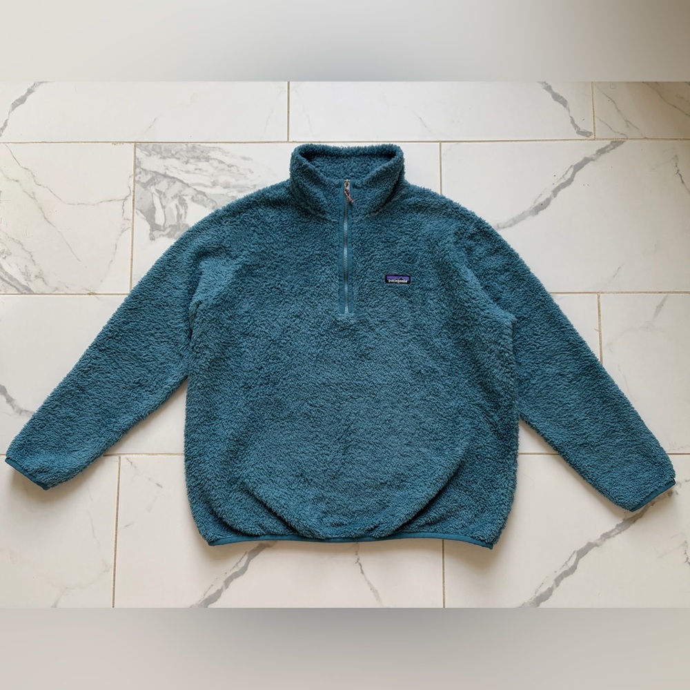 Patagonia Los Gatos 1/4 Zip Fleece Women’s Size XL Teal Blue Green Deep Pile